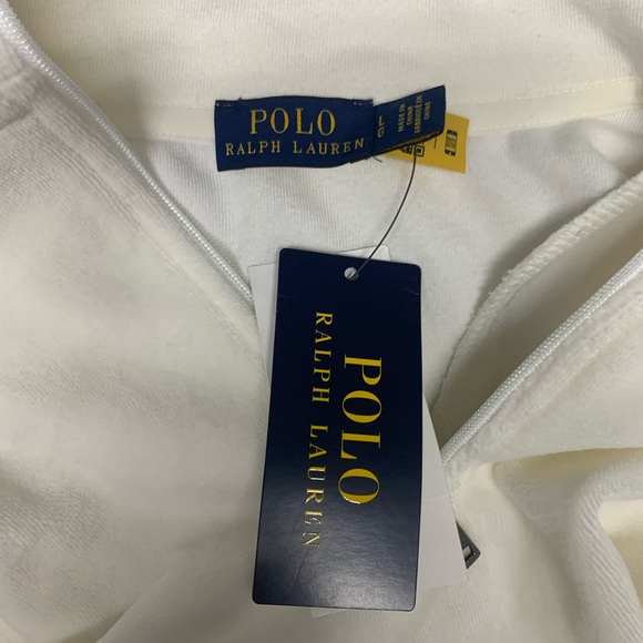 Ralph Lauren Womens Velour Track Jacket L-Large Quarter Zip Stretch $148 - Picture 7 of 9